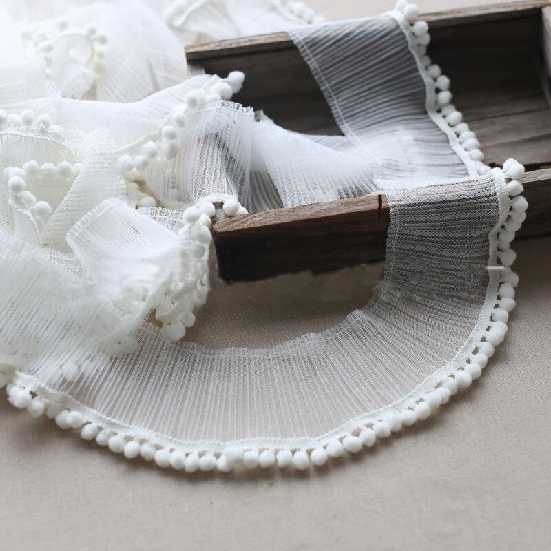 YYCRAFT 10 Yards Ball Fringe 1" Wide Pom Pom Trim Ribbon Sewing-White - Image 4